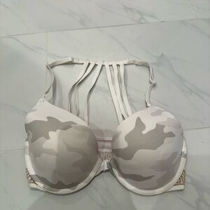 Strappy Camouflage Bra - Cream and Gray